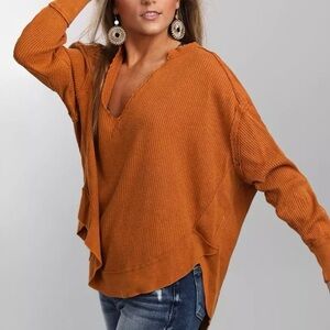 We The Free Owen Thermal Autumn Wildflower Rust Orange Knit Sweater